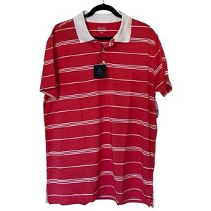 NWT Brooks Brothers Performance Series Bright Pink & White Striped Polo Shirt XL